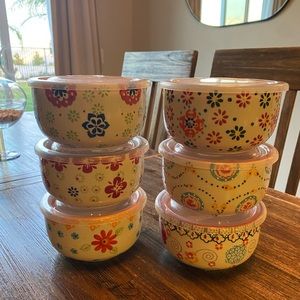 Set of 6 glass food containers